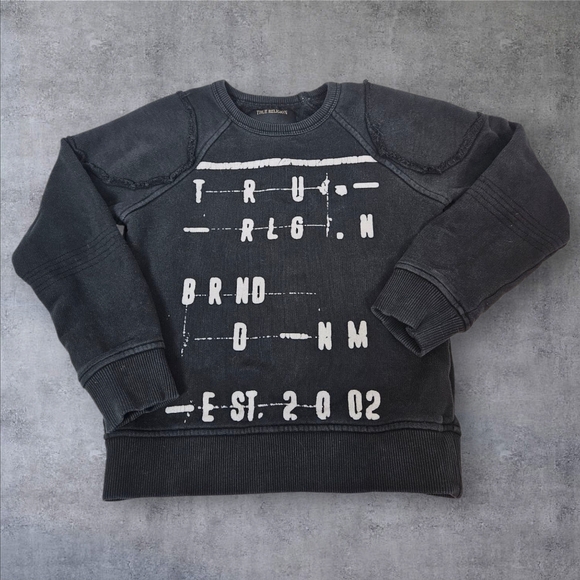 True Religion Other - True Religion Boys Raw Edge Pullover Black‎ Sweatshirt Size 5 Streetwear B18